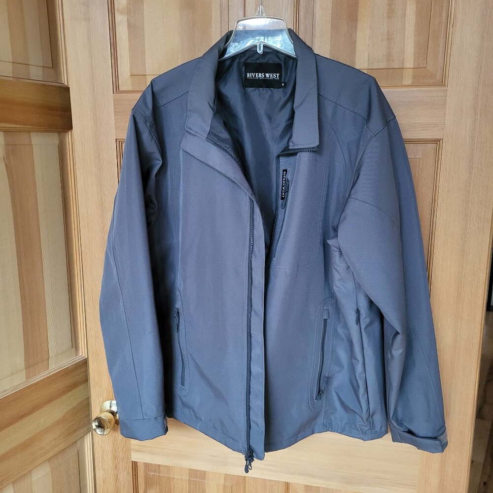 Rivers West Men's CCW waterproof jacket, size XL in grey (with blue undertone)